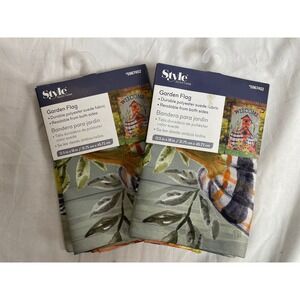 Style Selections Garden Flag Set of 2 Birdhouse Pumpkin 12.5x18 ZLW14S12471 NEW